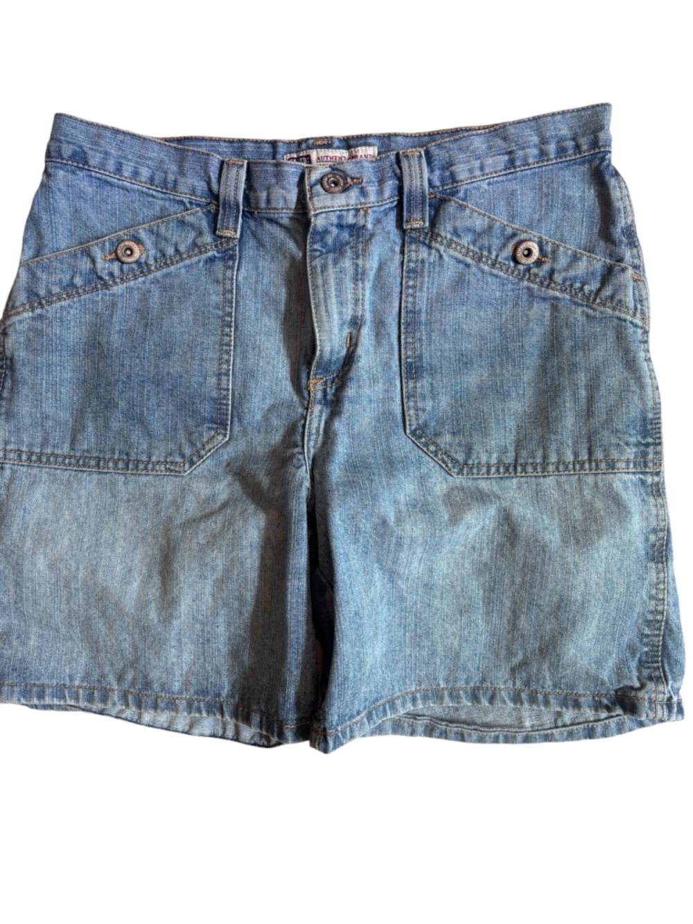 Faded Glory Denim Shorts Size 10 Light Wash Utility Pocket Jean Shorts Y2K